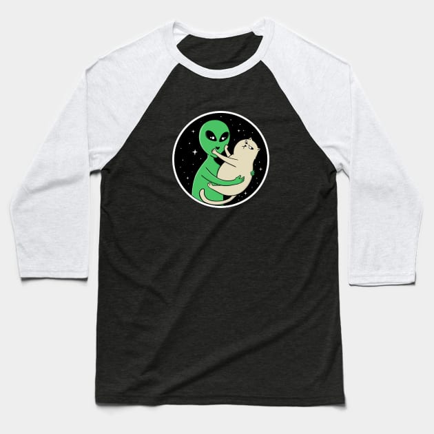 alien and cat Baseball T-Shirt by coffeeman